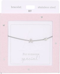 Depesche armband Heart of Gold zilver met letter A en hartje