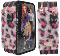 Depesche TOPModel trousse 3 compartiments Rebel Kitty multicolore remplie-3