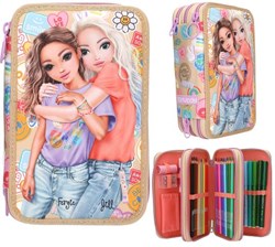 Depesche etui TOPModel 3-vaks GIRL POWER roze schoolspullen