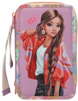 Depesche TOPModel trousse 3 compartiments violette GIRL POWER remplie-2