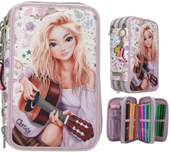 Depesche TOPModel etui 3-vaks cowgirl schoolspullen creme paars