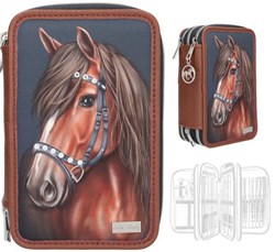 Depesche etui Miss Melody LUXURY HORSE 3-vaks gevuld blauw