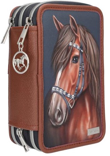 Depesche etui Miss Melody LUXURY HORSE 3-vaks gevuld blauw-3