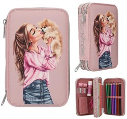 Depesche TOPModel etui 2-vaks roze gevuld met schoolspullen DOTS
