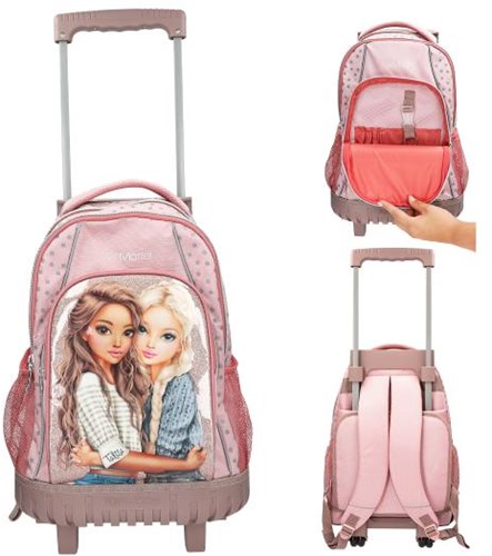 Depesche TOPModel rugzak trolley DOTS roze met wielen en stippen