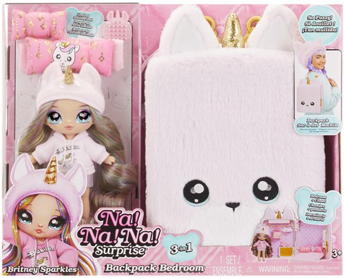MGA Entertainment poupées set de jeu sac à dos licorne - Na! Na! Na! Surprise 3-en-1 Britney Sparkles