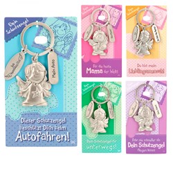 Depesche sleutelhanger auto met engel - blauw metalen accessoire