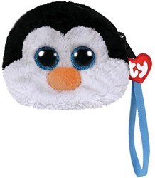Pluchen portemonnee pinguïn Waddles met polsbandje zwart wit