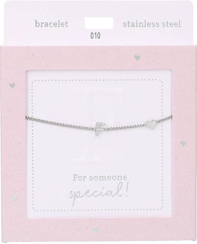 Depesche armband Heart of Gold zilverkleurig initiaal F dames