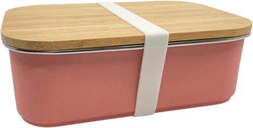 Smikkels lunchbox RVS met bamboe deksel roze 900ml kind school-2