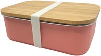 Smikkels lunchbox RVS met bamboe deksel roze 900ml kind school-3