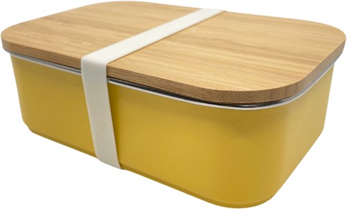 Smikkels boîte à lunch - boîte en acier inoxydable couvercle bambou jaune 900ml-2