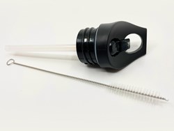 Smikkels rietjesdop voor drinkfles - zwart - siliconen accessoire
