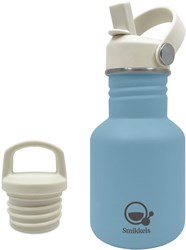 Smikkels RVS drinkfles kind 350ml blauw - lekvrij en duurzaam
