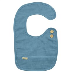 Smikkels bavoir coton L bleu - biologique et double épaisseur