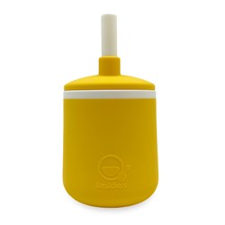 Smikkels gobelet en silicone pour enfants - Gobelet jaune avec paille - Sûr et durable