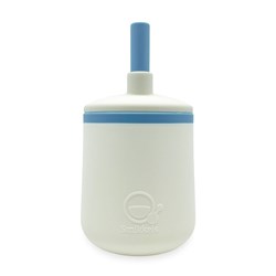Smikkels gobelet enfant en silicone - tasse à boire - paille - blanc bleu