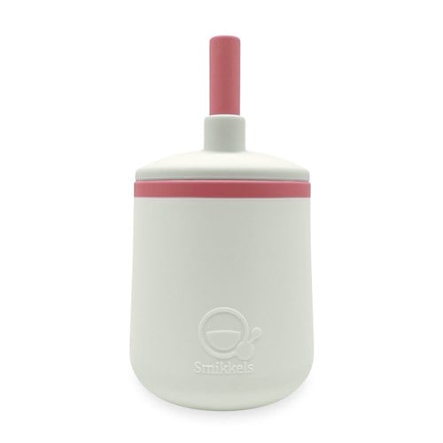 Smikkels - Siliconen kinderbeker (wit) - Roze