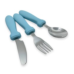 Smikkels couverts enfant silicone 3 pièces bleu - set bébé