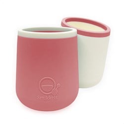 Smikkels siliconen kinderbekers set roze - onbreekbare drinkbekers baby peuter