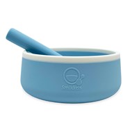 Smikkels bol bébé silicone avec cuillère bleu vaisselle enfant-2