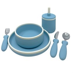 Smikkels siliconen kinderservies dinerset blauw - duurzaam eetsetje