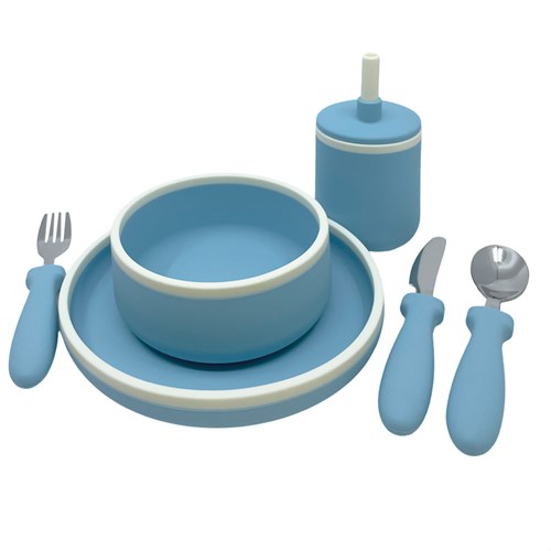 Smikkels - Siliconen kinder dinerset - Blauw