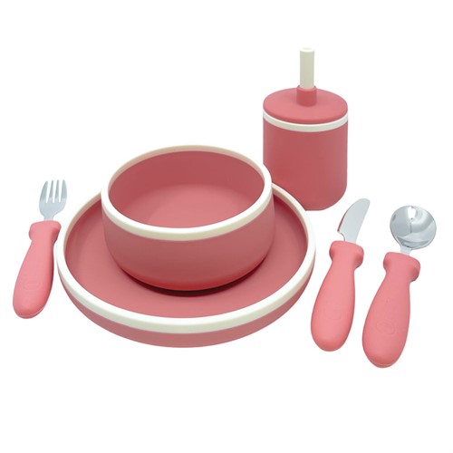 Smikkels - Siliconen kinder dinerset - Roze