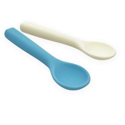 Smikkels siliconen lepels set blauw - baby bestek BPA vrij