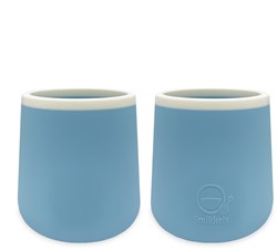 Smikkels siliconen kinderbekers set van 2 open oefenbekers blauw