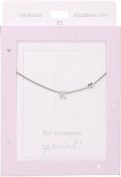 Depesche ketting Heart of Gold zilver met letter K en kristal