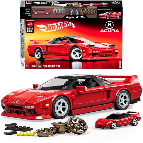 Hot Wheels bouwset 90 Acura NSX - Mattel Brick Shop - auto speelgoed