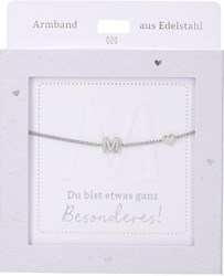 Depesche armband zilver met M-hanger en hartje - vriendschapssieraad