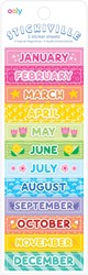 Ooly stickers Stickiville mois de l'année skinny paillettes 2 feuilles