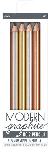 Ooly grafiet potloden modern - set van 6 metallic schrijfwaar