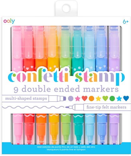 Ooly dubbelzijdige marker set - confetti stempel en viltstift - 9 kleuren-3