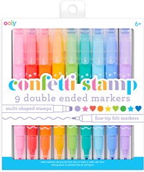 Ooly dubbelzijdige marker set - confetti stempel en viltstift - 9 kleuren