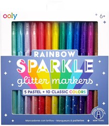 Ooly - Glitter Markers Rainbow Sparkle - Set van 15 Kleuren - Creatief Tekenen
