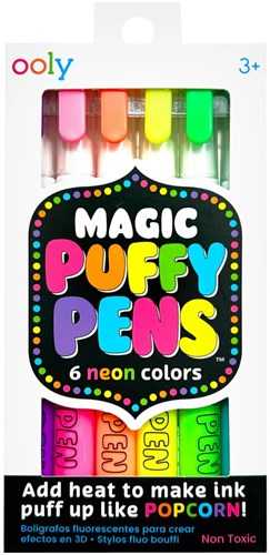 Ooly stylos néon - Magic Puffy Pens set de marqueurs 3D pour enfants