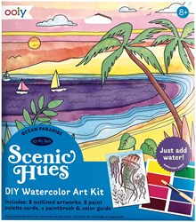 Ooly - Scenic Hues D.I.Y. Watercolor Art Kit - Ocean Paradise (17 PC Set)