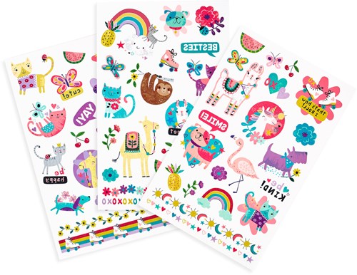 Ooly tatouages temporaires enfants Funtastic Friends set de fête-2
