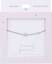 Depesche armband Heart of Gold zilverkleurig met letter N
