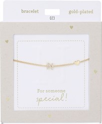 Depesche armband goudkleurig Heart of Gold met letter N en kristal