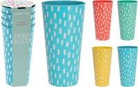 Excellent Houseware bekerset kunststof 4-delig 400ml drinkbekers
