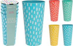 Excellent Houseware bekerset kunststof 4-delig 400ml drinkbekers