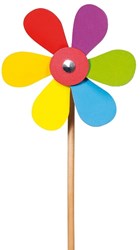 Goki moulin à vent en bois fleur - jouet d'extérieur coloré