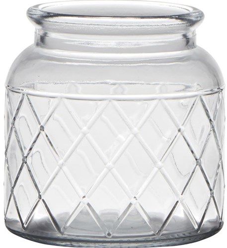 Vase verre décoration transparent motif classique rond 10x10,5cm