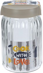 Excellent Houseware glazen voorraadpot 1400ml met deksel keukenopslag
