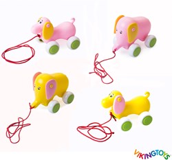 Viking Toys trekfiguur speelgoed baby hond en olifant voor kinderen