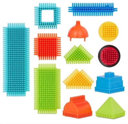 Bristle Blocks bouwblokken set - 50 stuks in emmer - kleurrijk constructiespeelgoed-2